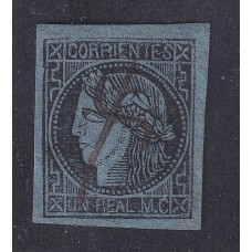 ARGENTINA 1856 GJ 1 CORRIENTES LA PRIMERA ESTAMPILLA DEL PAIS USADA MAGNIFICA CALIDAD TIPO 1 DE LA PLANCHA U$ 45
